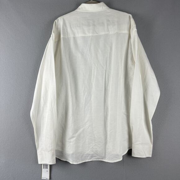 Havana Linen Blend Shirt Mens XXL Ivory Button Up Guayabera Tropical Aloha NEW - Picture 8 of 12